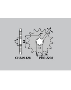 Pignon PBR acier standard 2298 - 428