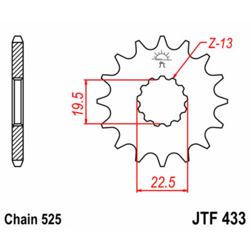 Pignon JT SPROCKETS acier standard 433 - 525 Pignon JT SPROCKETS acier standard 433 - 525