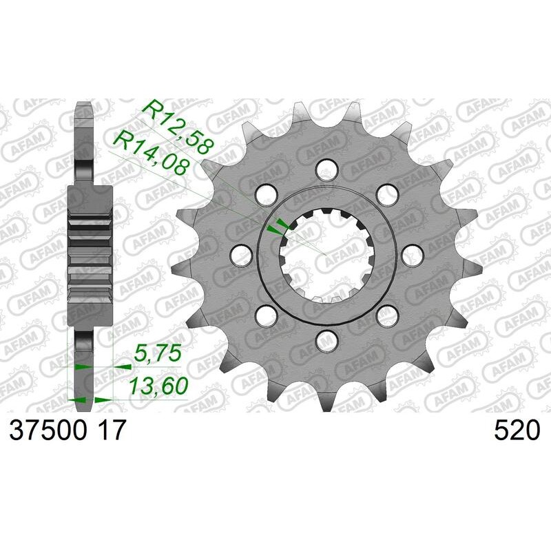 Pignon AFAM acier standard 37500-520 Pignon AFAM acier standard 37500-520