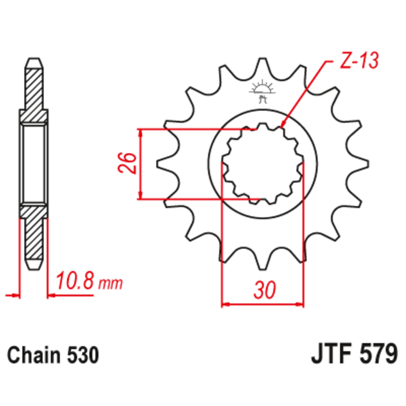 Pignon JT SPROCKETS acier anti-bruit 579 - 530 Pignon JT SPROCKETS acier anti-bruit 579 - 530