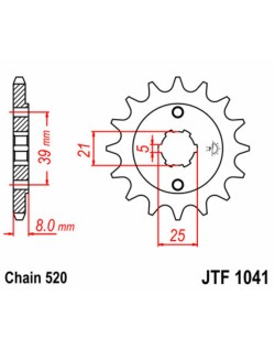 Pignon JT SPROCKETS acier standard 1041 - 520