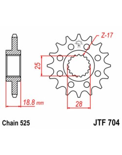 Pignon JT SPROCKETS acier standard 704 - 525
