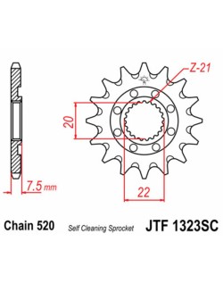 Pignon JT SPROCKETS acier anti-boue 1323 - 520