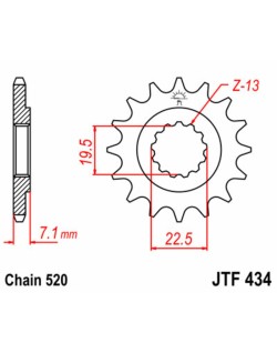 Pignon JT SPROCKETS acier standard 434 - 520