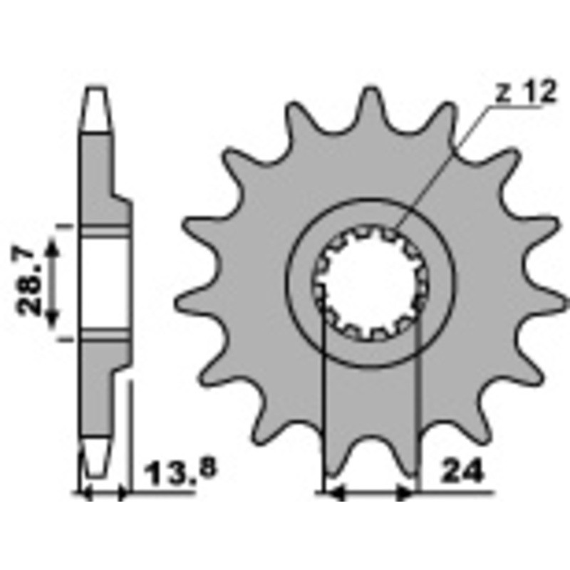Pignon PBR acier standard 2077 - 530 Pignon PBR acier standard 2077 - 530