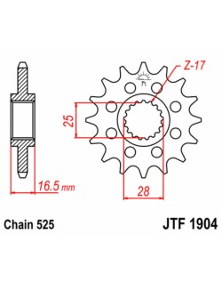 Pignon JT SPROCKETS acier standard 1904 - 525