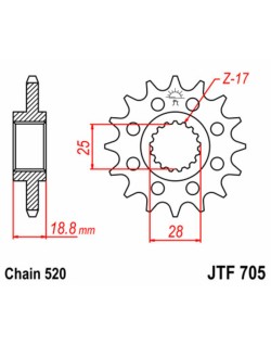 Pignon JT SPROCKETS acier standard 705 - 520