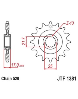 Pignon JT SPROCKETS acier anti-bruit 1381 - 520
