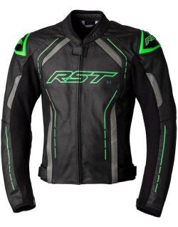 Veste RST S1 CE cuir - noir/gris/vert fluo