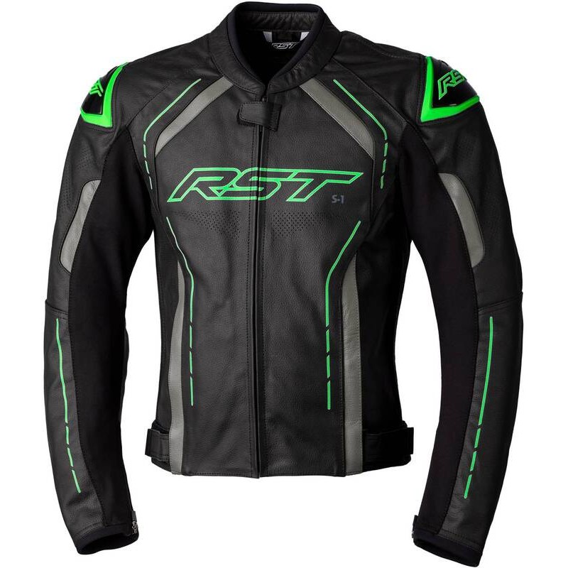 Veste RST S1 CE cuir - noir/gris/vert fluo Veste RST S1 CE cuir - noir/gris/vert fluo