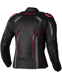 Veste femme RST S1 CE cuir - noir/rose fluo