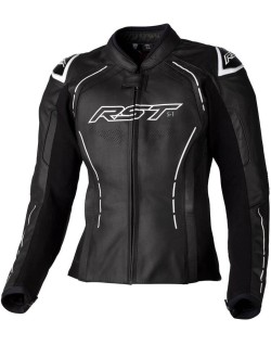 Veste femme RST S1 CE cuir - noir/blanc
