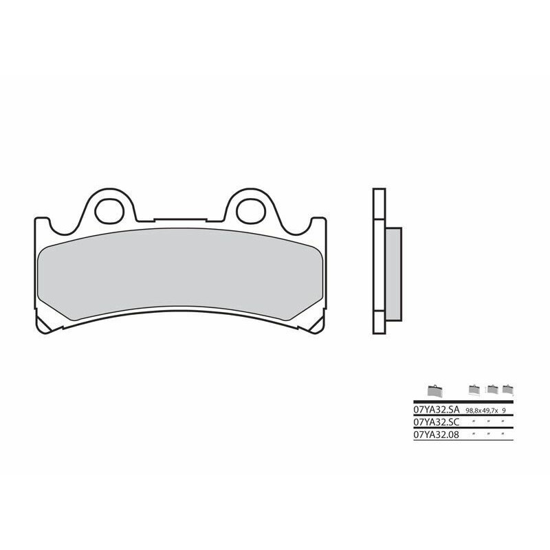 Plaquettes de frein BREMBO route métal fritté - 07YA32SA Plaquettes de frein BREMBO route métal fritté - 07YA32SA