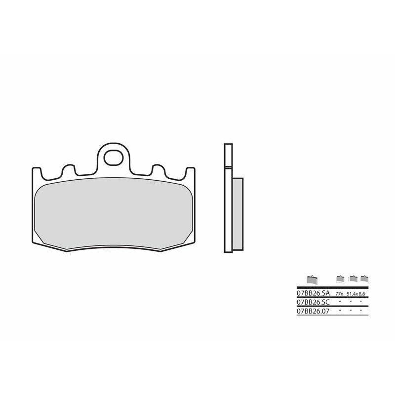 Plaquettes de frein BREMBO route carbone céramique - 07BB2607 Plaquettes de frein BREMBO route carbone céramique - 07BB2607