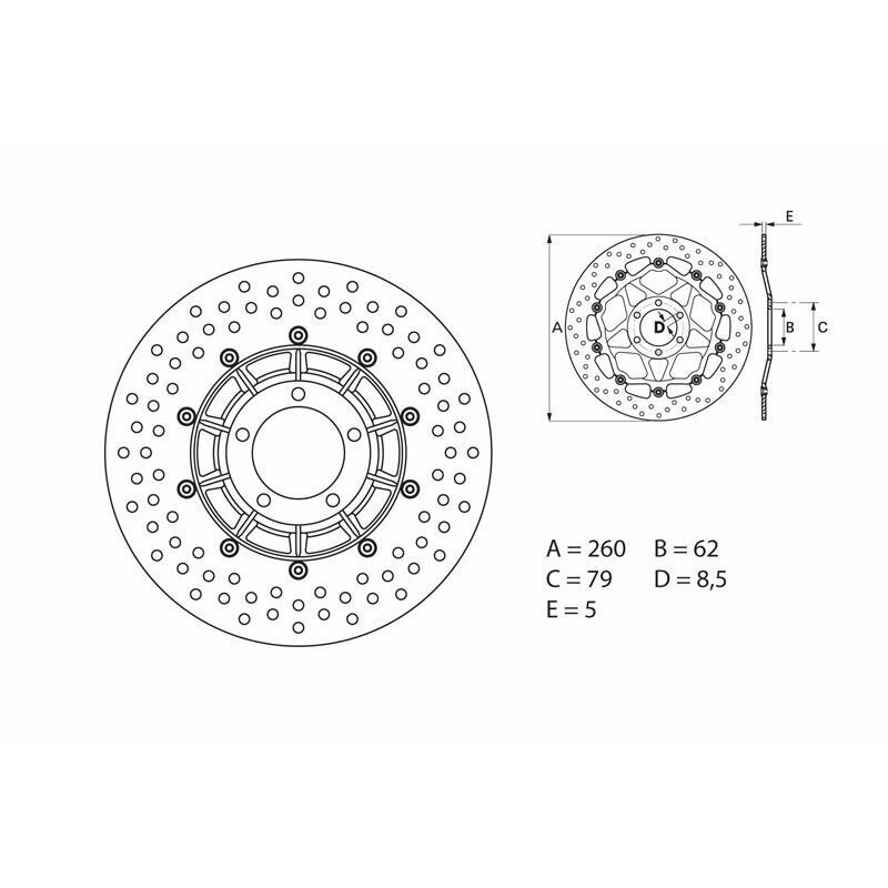 Disque de frein BREMBO Serie Oro rond fixe Disque de frein BREMBO Serie Oro rond fixe
