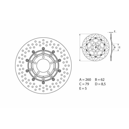 Disque de frein BREMBO Serie Oro rond fixe