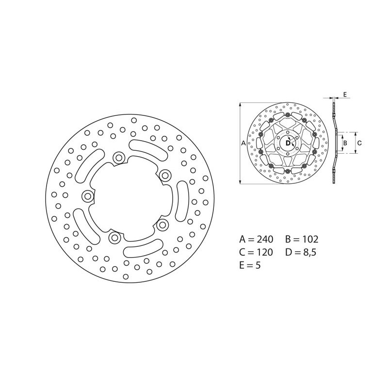 Disque de frein BREMBO Serie Oro rond fixe