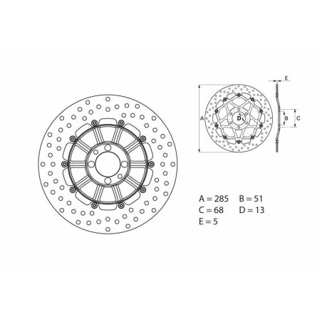Disque de frein BREMBO Serie Oro rond fixe