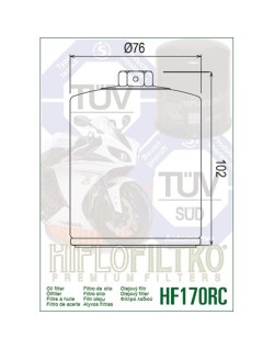 Filtre à huile HIFLOFILTRO Performance noir brillant - HF170BRC
