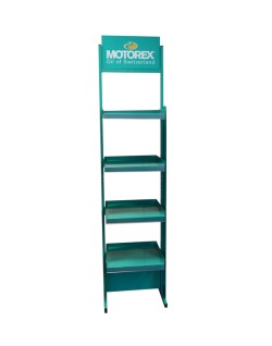 Présentoir MOTOREX métal 420x420mm 4 étagères