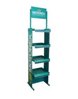 Présentoir MOTOREX métal 420x420mm 4 étagères