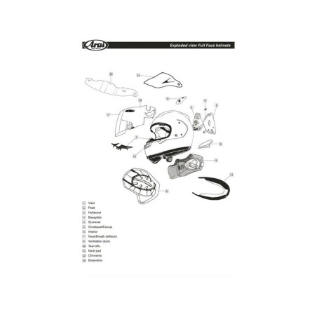 Platine écran ARAI VAS-V Spencer 40 rouge