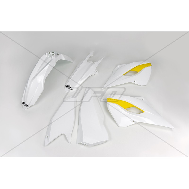 Kit plastique UFO couleur origine (2015) blanc/jaune Husqvarna Kit plastique UFO couleur origine (2015) blanc/jaune Husqvarna