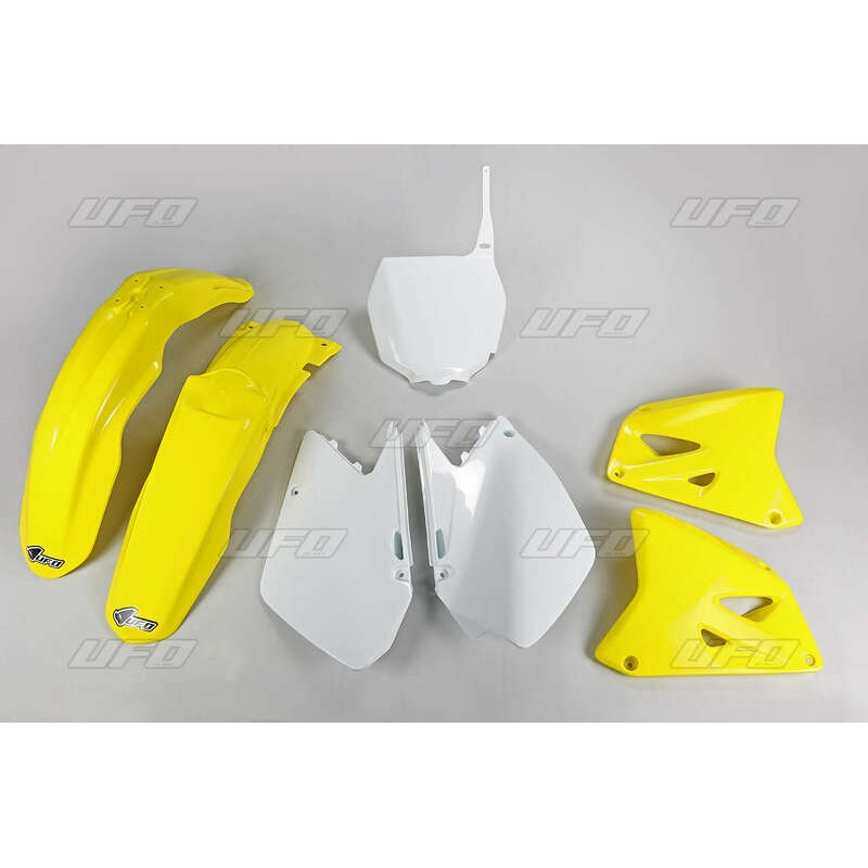 Kit plastique UFO couleur origine jaune/blanc Suzuki RM125/250 Kit plastique UFO couleur origine jaune/blanc Suzuki RM125/250