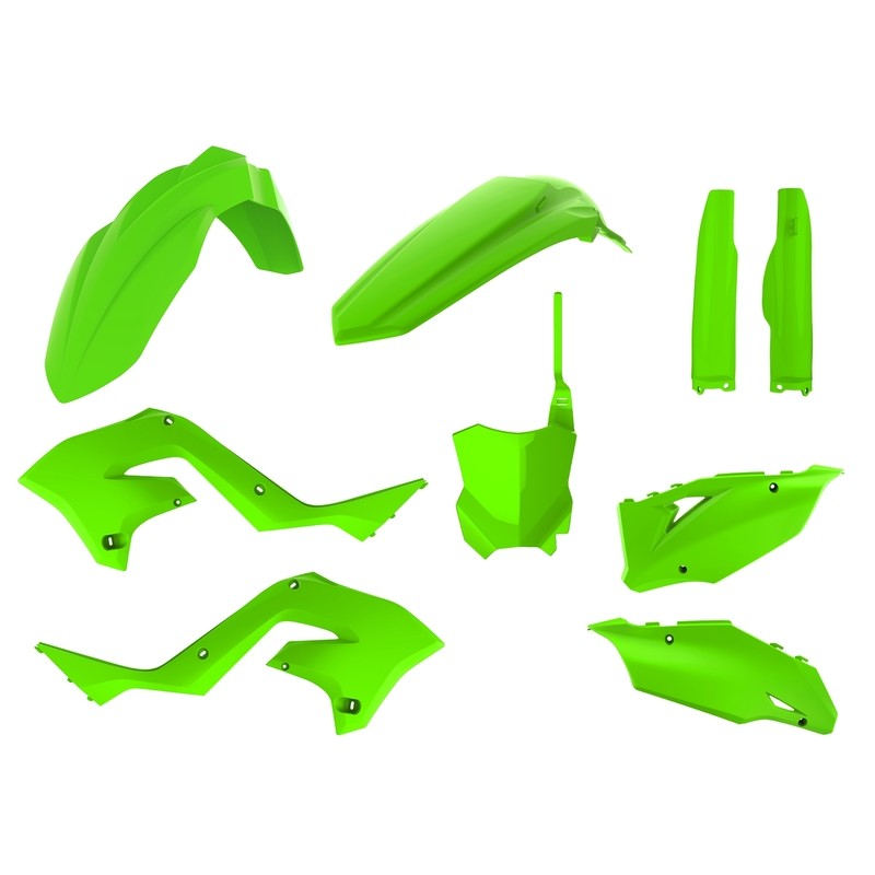 Kit plastiques POLISPORT Restylé vert citron Kawasaki KX125/250 Kit plastiques POLISPORT Restylé vert citron Kawasaki KX125/250
