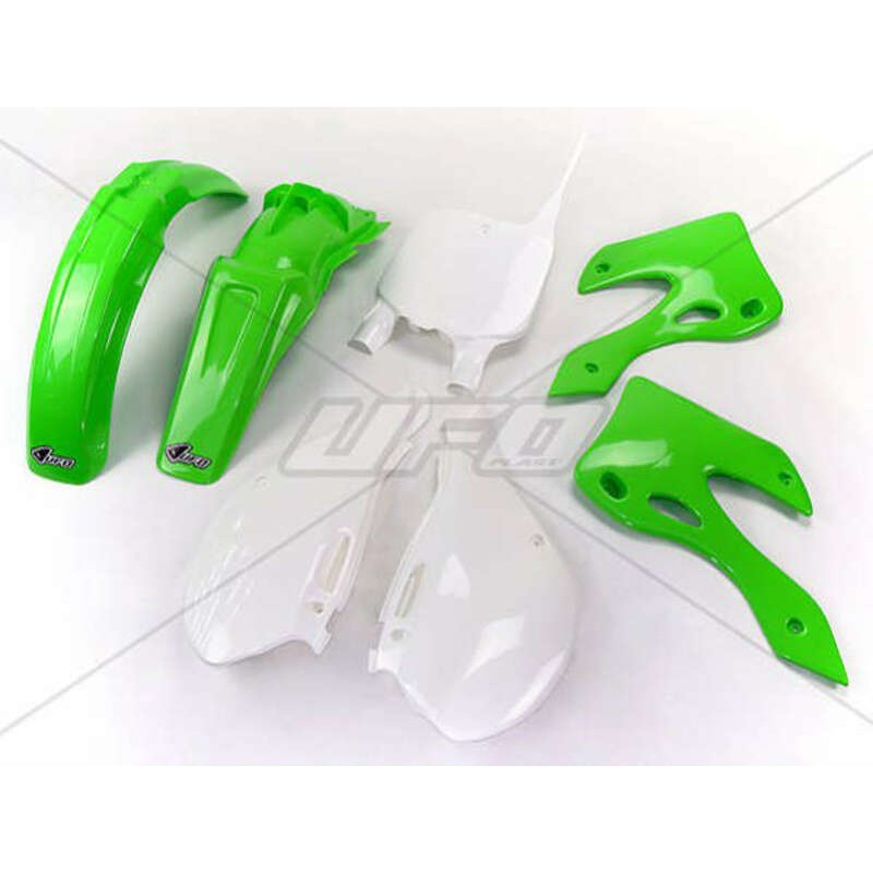 Kit plastique UFO couleur origine vert/blanc Kawasaki KX125/250 Kit plastique UFO couleur origine vert/blanc Kawasaki KX125/250