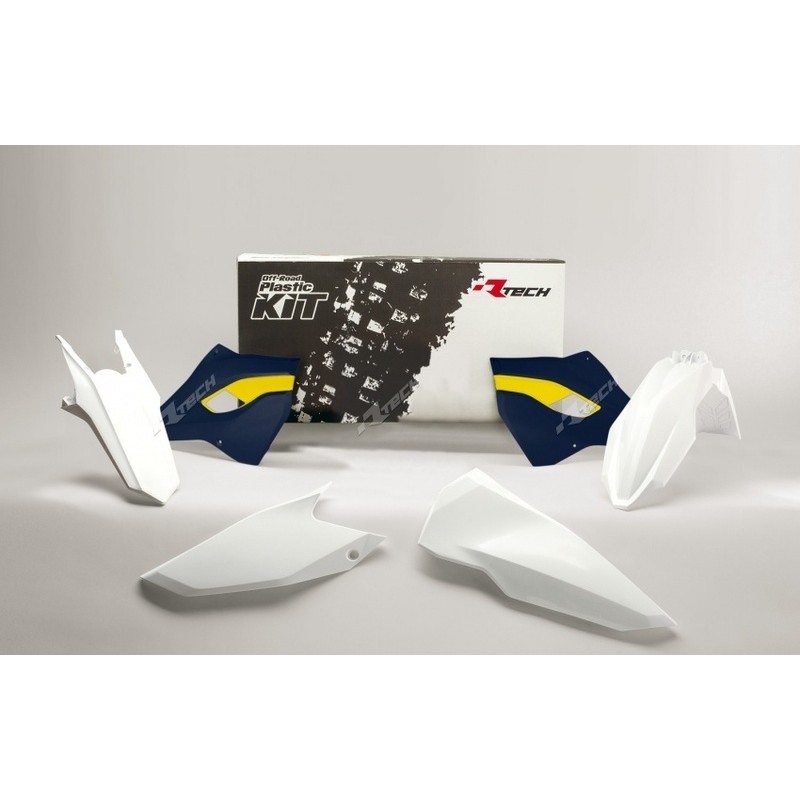 Kit plastique RACETECH couleur origine (2016) blanc/bleu/jaune Husqvarna Kit plastique RACETECH couleur origine (2016) blanc/bleu/jaune Husqvarna
