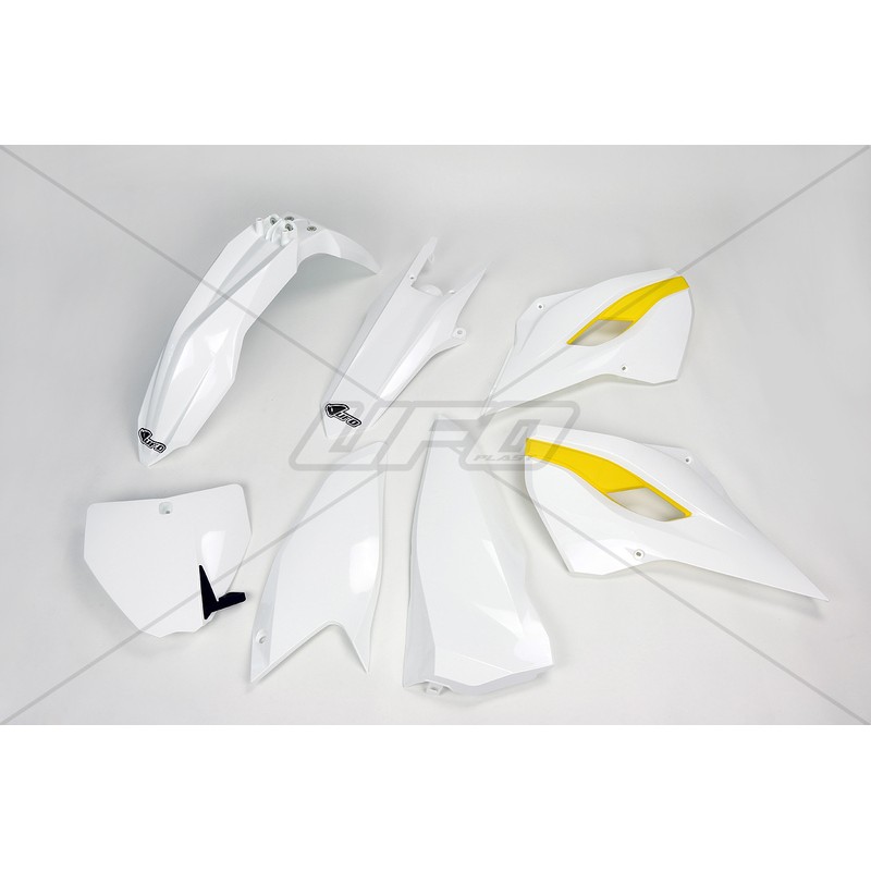 Kit plastique UFO couleur origine (2015) blanc/jaune Husqvarna Kit plastique UFO couleur origine (2015) blanc/jaune Husqvarna