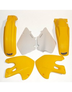 Kit plastique UFO couleur origine jaune/blanc Suzuki RM125/250