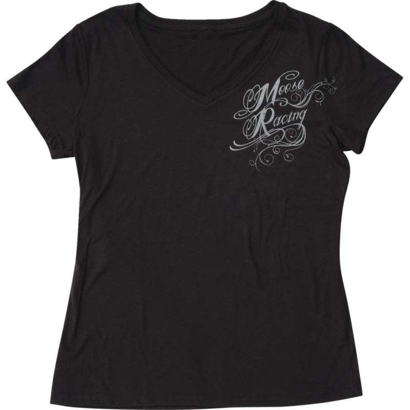 TEE WMN FLOURISH SCRIPT BLACK 