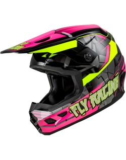 Casque enfant FLY RACING Kinetic Scorched - rose fluo/Hi-Vis/noir