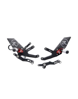 Commandes reculées réglables/repliables LIGHTECH Racing sélection standard et inversée noir/rouge BMW S1000RR