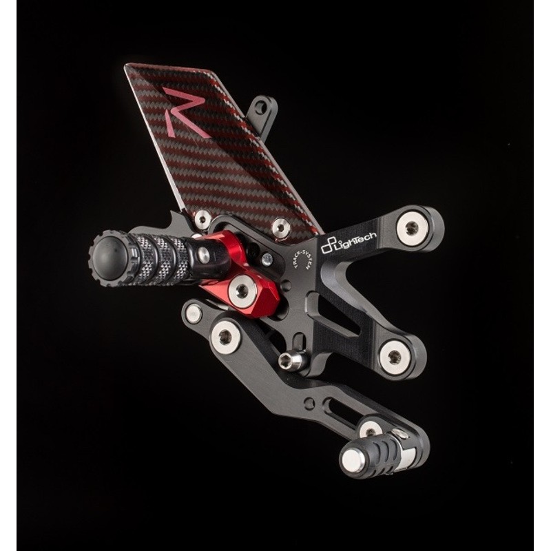 Commandes reculées réglables/repliables LIGHTECH Racing sélection standard et inversée noir/rouge Yamaha R6 Commandes reculées réglables/repliables LIGHTECH Racing sélection standard et inversée noir/rouge Yamaha R6