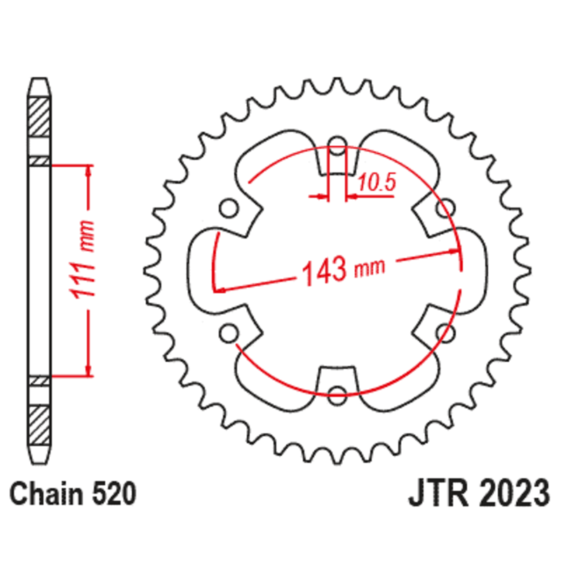 Couronne JT SPROCKETS acier standard 2023 - 520 Couronne JT SPROCKETS acier standard 2023 - 520