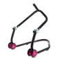 Béquille avant sous té BIHR Home Track noir mat roues rose Béquille avant sous té BIHR Home Track noir mat roues rose