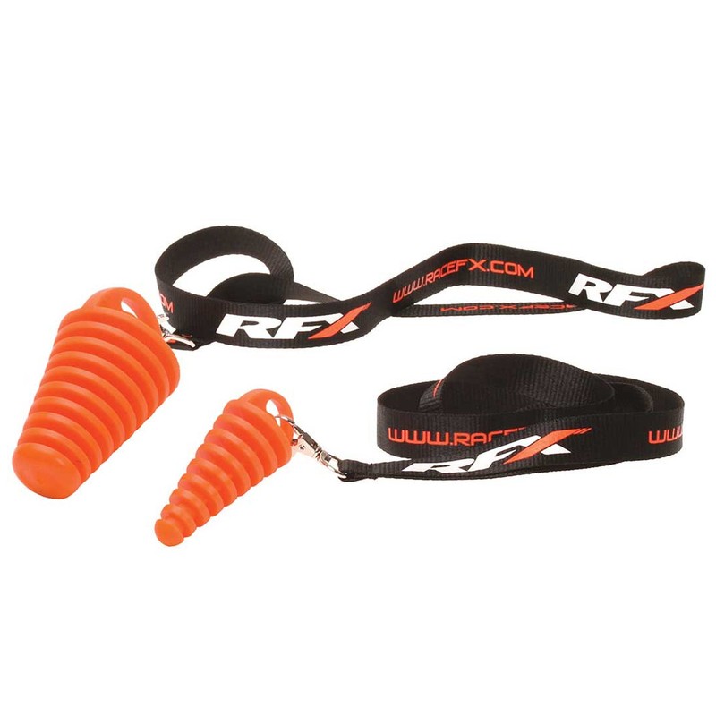 Bouchon de pot d'échappement 2 temps RFX Race avec lanière - orange Bouchon de pot d'échappement 2 temps RFX Race avec lanière - orange