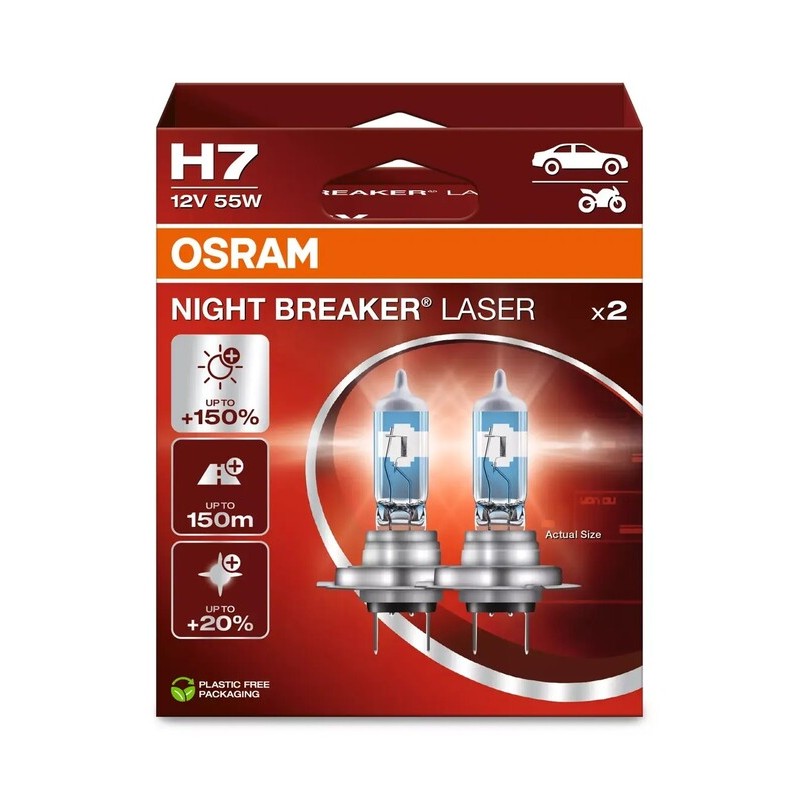 Ampoules OSRAM H7 Night Breaker Laser 12V 55W PX26d - par paire Ampoules OSRAM H7 Night Breaker Laser 12V 55W PX26d - par paire