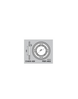 Kit chaîne DID/PBR 420D 11/62 (ratio OEM) renforcé - couronne acier standard 4402