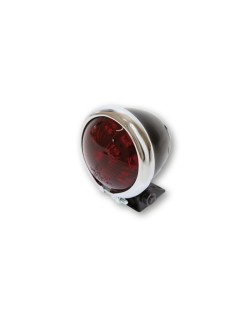 HIGHSIDER smart LED taillight BATES STYLE, black housing with chrome frame, red glass