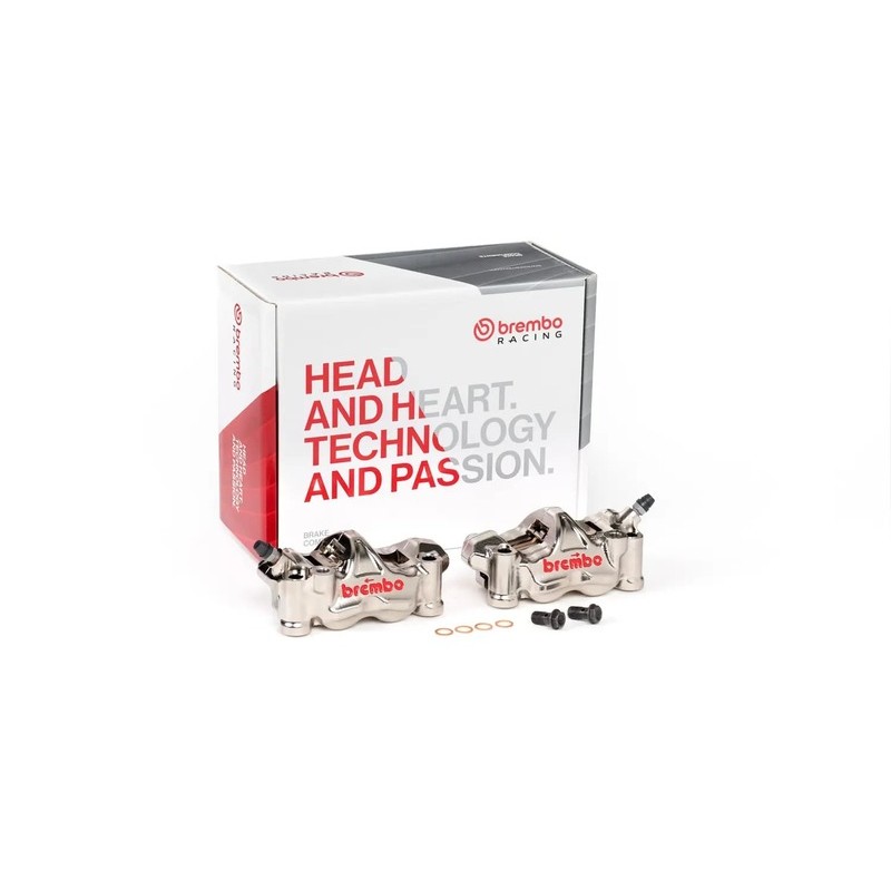 Paire étriers BREMBO UPGRADE GP4RX (usinés CNC nickelé) - 108mm (avec plaquettes)