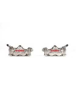 Paire étriers BREMBO UPGRADE GP4RX (usinés CNC nickelé) - 108mm (avec plaquettes)
