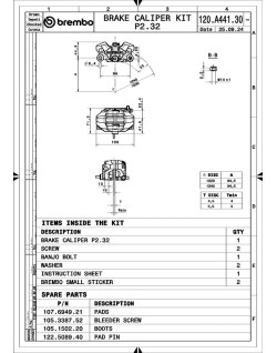 Etrier de frein arrière axial BREMBO UPGRADE Supersport 2 pistons Ø34mm
