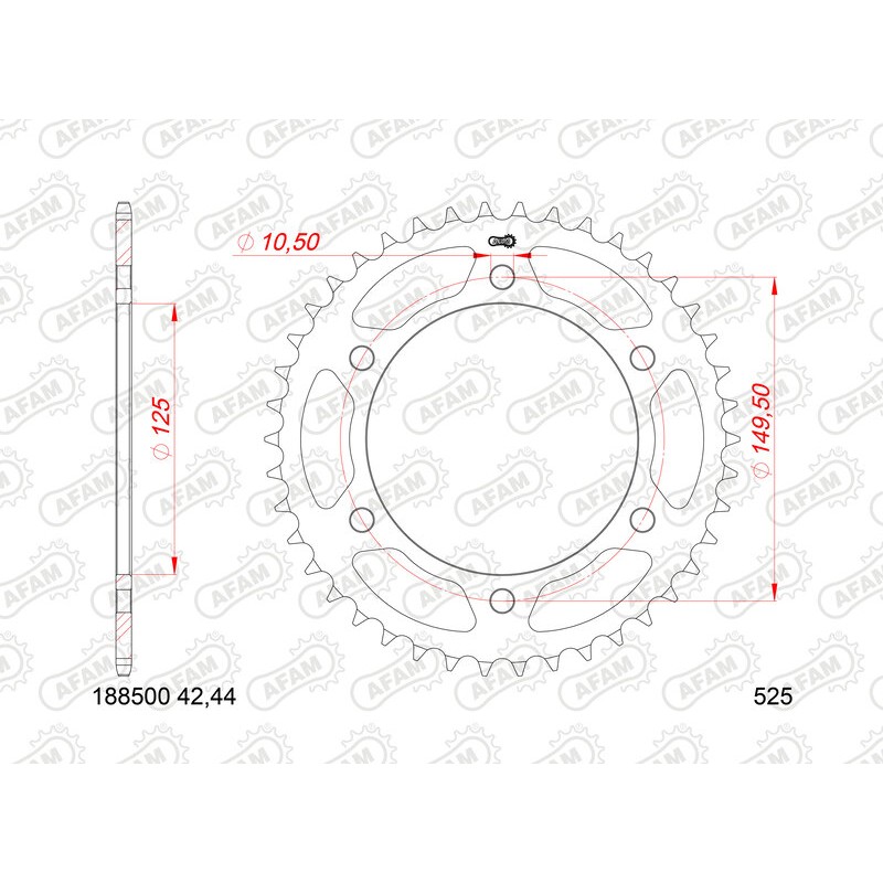 Couronne AFAM 46 dents acier pas 525 type 188500
