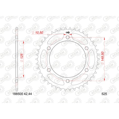 Couronne AFAM 46 dents acier pas 525 type 188500