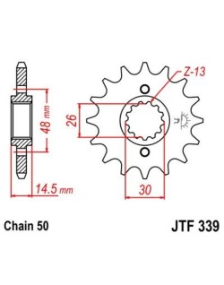 Pignon JT SPROCKETS acier anti-bruit 339 - 530