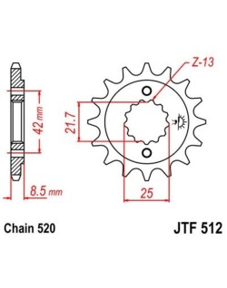 Pignon JT SPROCKETS acier anti-bruit 512 - 520